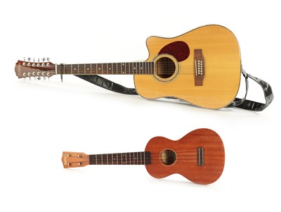 Lot 418 - A FRESHMAN TWELVE-STRING ACOUSTIC GUITAR AND A MAHALO UKULELE