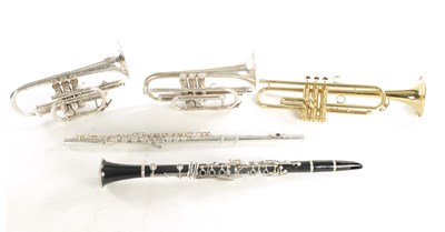 Lot 436 - A COLLECTION OF FIVE WIND INSTRUMENTS