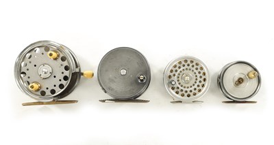 Lot 646 - A COLLECTION OF FOUR HARDY FLY FISHING REELS