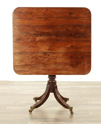 Lot 1258 - A GEORGE III YEW-WOOD TILT-TOP TABLE