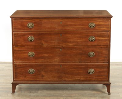 Lot 1386 - A GEORGE III MAHOGANY CHEST OF DRAWERS IN THE MANNER OF GILLOWS