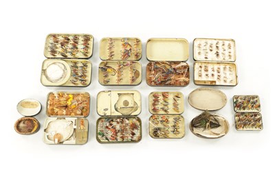 Lot 652 - A COLLECTION OF TEN FISHING FLY TINS WITH VARIOUS FLIES