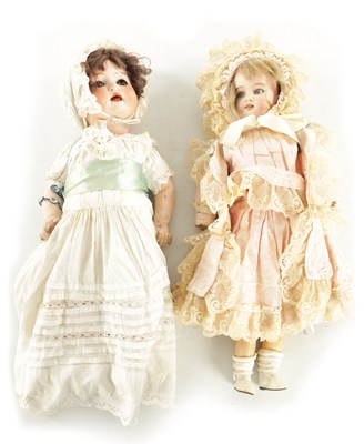 Lot 679 - TWO SIGNED BISQUE HEAD GERMAN DOLLS