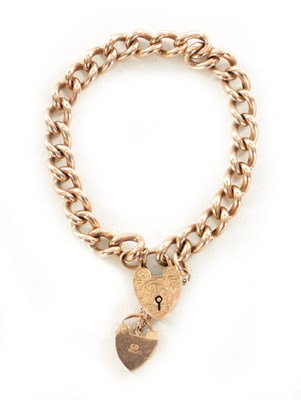 Lot 502 - A 9CT ROSE GOLD LOCKET BRACELET