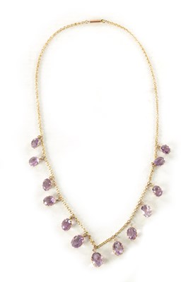 Lot 494 - A 9CT GOLD AND AMETHYST NECKLACE