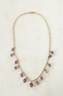 Lot 494 - A 9CT GOLD AND AMETHYST NECKLACE