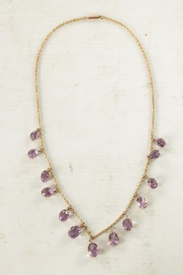 Lot 494 - A 9CT GOLD AND AMETHYST NECKLACE