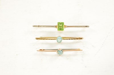 Lot 444 - THREE 9CT GOLD BAR BROOCHES
