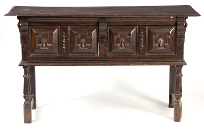 Lot 834 - A 17TH CENTURY STYLE OAK LOW DRESSER the...