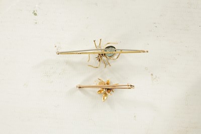 Lot 456 - TWO VINTAGE 9CT GOLD SPIDER BAR BROOCHES