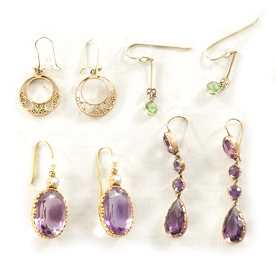 Lot 503 - A COLLECTION OF FOUR PAIRS OF 9CT GOLD EARRINGS