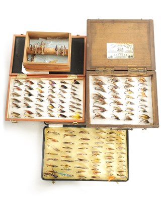 Lot 621 - FOUR CASES CONTAINING VARIOUS VINTAGE SALMON FISHING FLIES