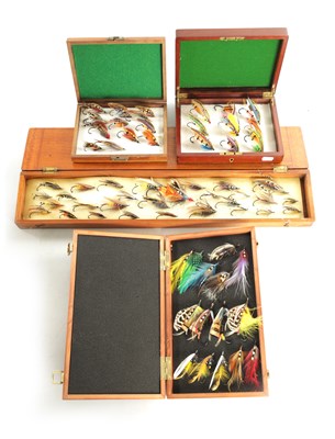 Lot 599 - A COLLECTION OF FOUR CASES CONTAINING VARIOUS VINTAGE SALMON FISHING FLIES