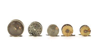 Lot 617 - A COLLECTION OF FIVE VINTAGE FLY REELS