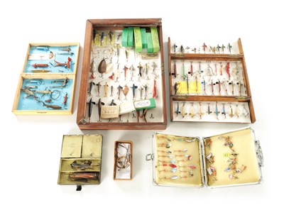 Lot 607 - A COLLECTION OF VINTAGE FISHING LURES AND MODERN SPINNERS