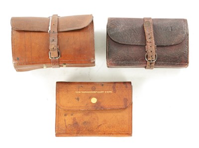 Lot 644 - THREE LEATHER FLY AND CAST WALLETS