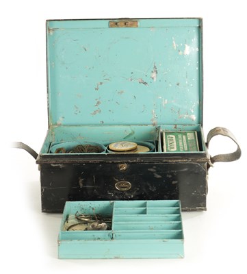 Lot 623 - A METAL BOX CONTAINING VARIOUS LURES, LINE AND ACCESSORIES