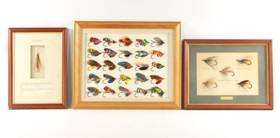 Lot 636 - THREE FRAMED WALL MOUNTED DISPLAYS OF SALMON FISHING FLIES