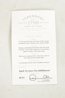 Lot 494 - TOBERMORY 15 YEAR OLD LIMITED EDITION ISLAND SINGLE MALT SCOTCH WHISKY