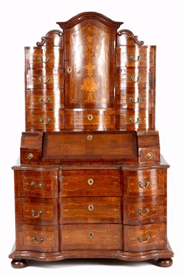 Lot 843 - AN 18TH CENTURY GERMAN WALNUT AND MARQUETRY...