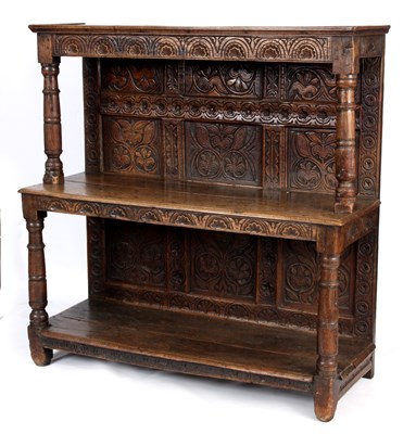 Lot 844 - A LATE 17TH CENTURY JOINED OAK BUFFET with...