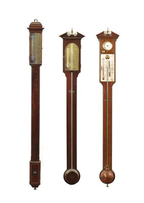 Lot 769 - A COLLECTION OF THREE 20TH CENTURY GEORGIAN STYLE STICK BAROMETERS