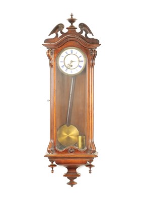 Lot 784 - A 19TH CENTURY WALNUT VIENNA REGULATOR WALL CLOCK OF SMALL PROPORTIONS