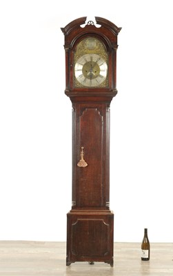 Lot 785 - WILLIAM HARGRAVES, SETTLE. A GEORGE III OAK EIGHT DAY LONGCASE CLOCK