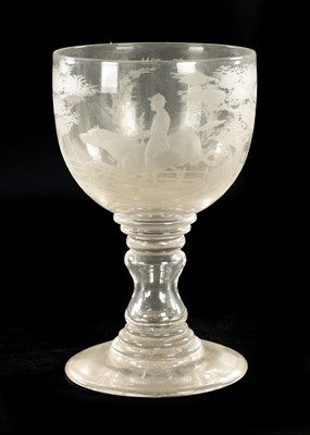 Lot 15 - A LATE GEORGIAN GLASS GOBLET