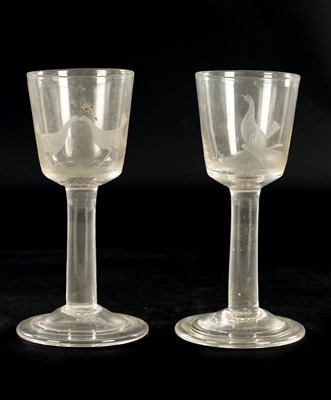 Lot 16 - A PAIR OF GEORGIAN GLASS GOBLETS