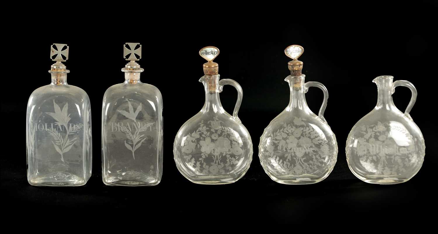 Lot 17 - A PAIR OF GEORGIAN RECTANGULAR SPIRIT DECANTERS