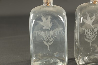 Lot 17 - A PAIR OF GEORGIAN RECTANGULAR SPIRIT DECANTERS