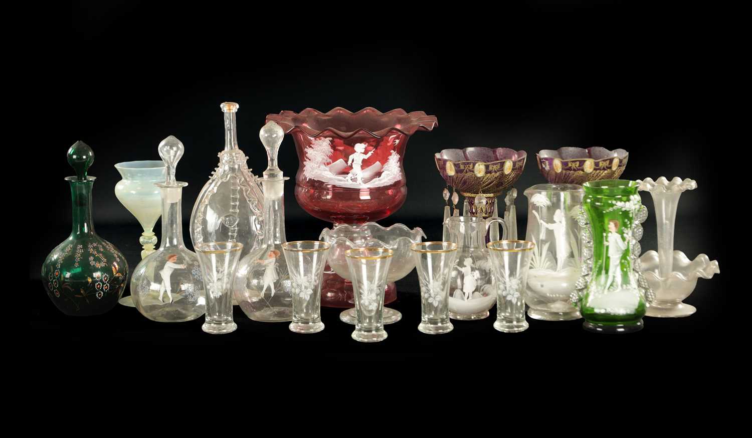 Lot 1 - A LARGE COLLECTION OF COLOURED 19TH CENTURY AND LATER GLASSWARE