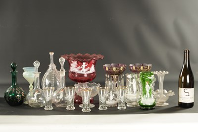 Lot 1 - A LARGE COLLECTION OF COLOURED 19TH CENTURY AND LATER GLASSWARE