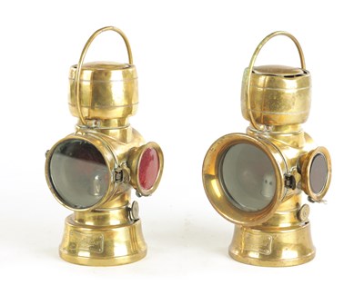 Lot 668 - A MATCHED PAIR OF LUCAS “KING OF THE ROAD” BRASS CAR LAMPS NUMBERS 631 AND 635