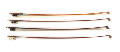 Lot 624 - A COLLECTION OF FOUR VIOLIN BOWS