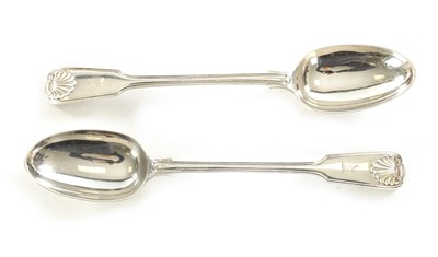 Lot 374 - A GOOD PAIR OF VICTORIAN SILVER BASTING SPOONS