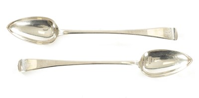 Lot 392 - A PAIR OF GEORGE III SILVER BASTING SPOONS