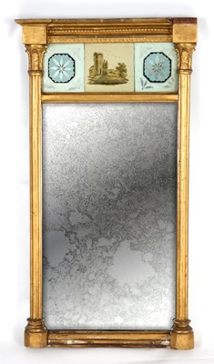 Lot 860 - A REGENCY GILT WOOD OVER MANTEL MIRROR with...