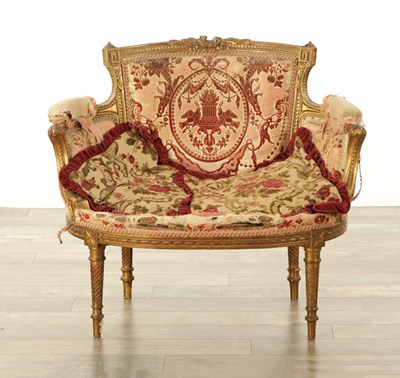 Lot 876 - A 19TH CENTURY FRENCH GILT WOOD LOVING SEAT