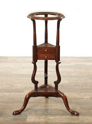 Lot 874 - A GEORGE III MAHOGANY WIG STAND