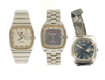 Lot 523 - A COLLECTION OF THREE 1970'S OMEGA STAINLESS STEEL WRIST WATCHES