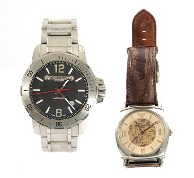 Lot 530 - TWO GENTLEMAN'S WRISTWATCHES, RAYMOND WEIL AUTOMATIC AND A EMPORIA ARMARNI