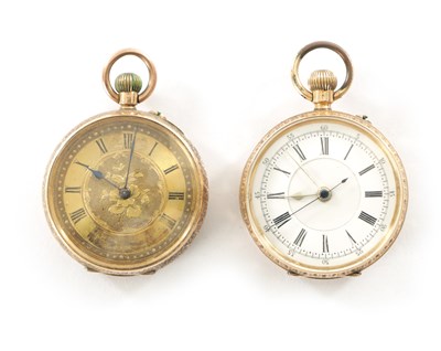 Lot 518 - TWO 14CT GOLD LADIES FOB WATCHES