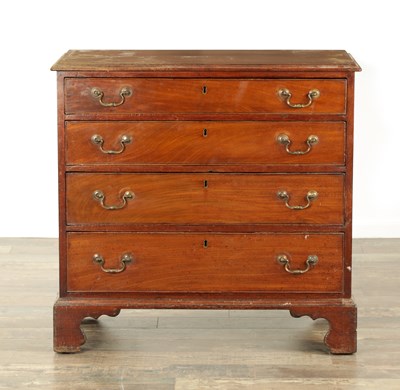 Lot 859 - A GEORGE III MAHOGANY CHEST OF DRAWERS