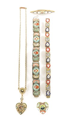 Lot 453 - A COLLECTION OF VINTAGE ITALIAN MICRO MOSAIC JEWELLERY