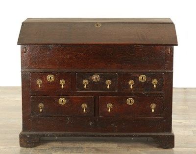 Lot 849 - AN EARLY PRIMITIVE 17TH CENTURY JOINED OAK BUREAU