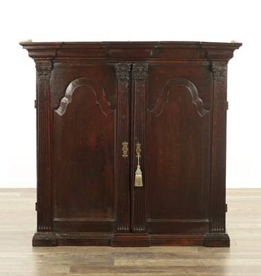 Lot 827 - AN EARLY 18TH CENTURY ARCHITECTURAL OAK BOOKCASE