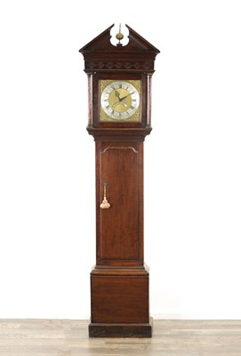 Lot 779 - JOHN POWLEY, ASBY. A GEORGE II OAK LONGCASE CLOCK