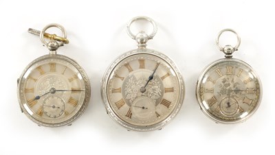 Lot 520 - A COLLECTION OF THREE 19TH CENTURY SILVER CASED OPEN FACED POCKET WATCHES